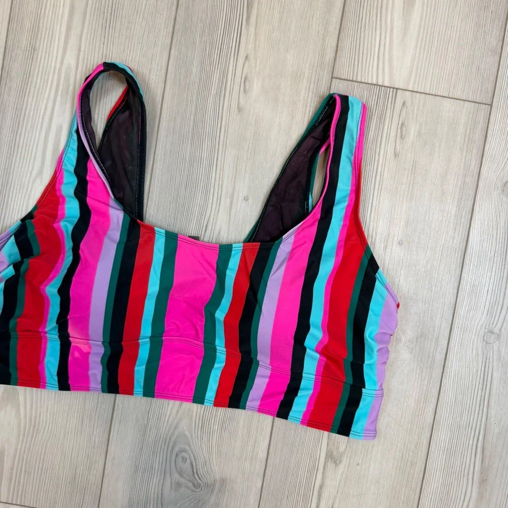 Torrid Multi Color Vertical Stripe Scoop Neck Bikini Swim Top Plus Size 3 3X
